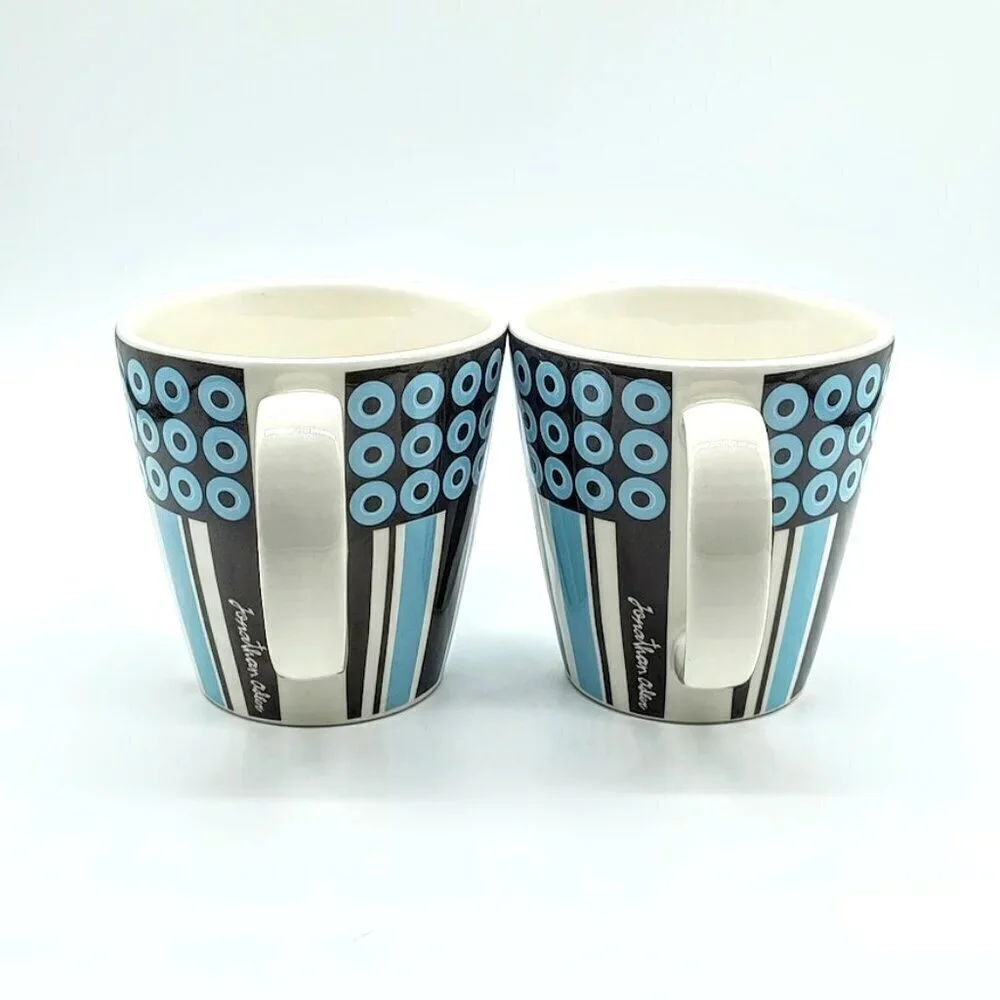 Jonathan Adler Happy Home Circles and Stripes Ceramic Mugs